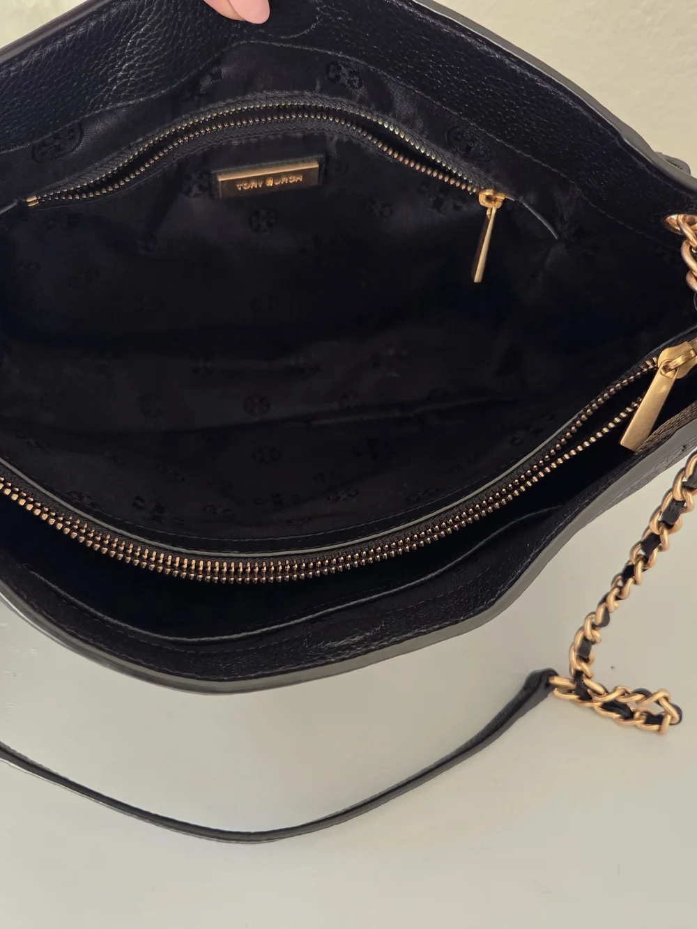 Tory Burch Black Leather Britten Tote Bag